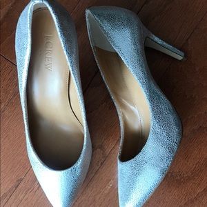 JCREW Silver metallic heels pumps Size 7 1/2